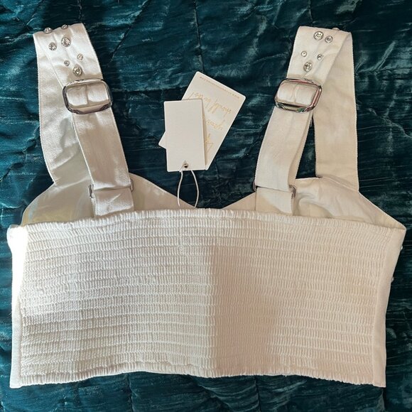 Show Me Your MuMu - Shania Top ~ Rhinestone White Denim L - Picture 4 of 4